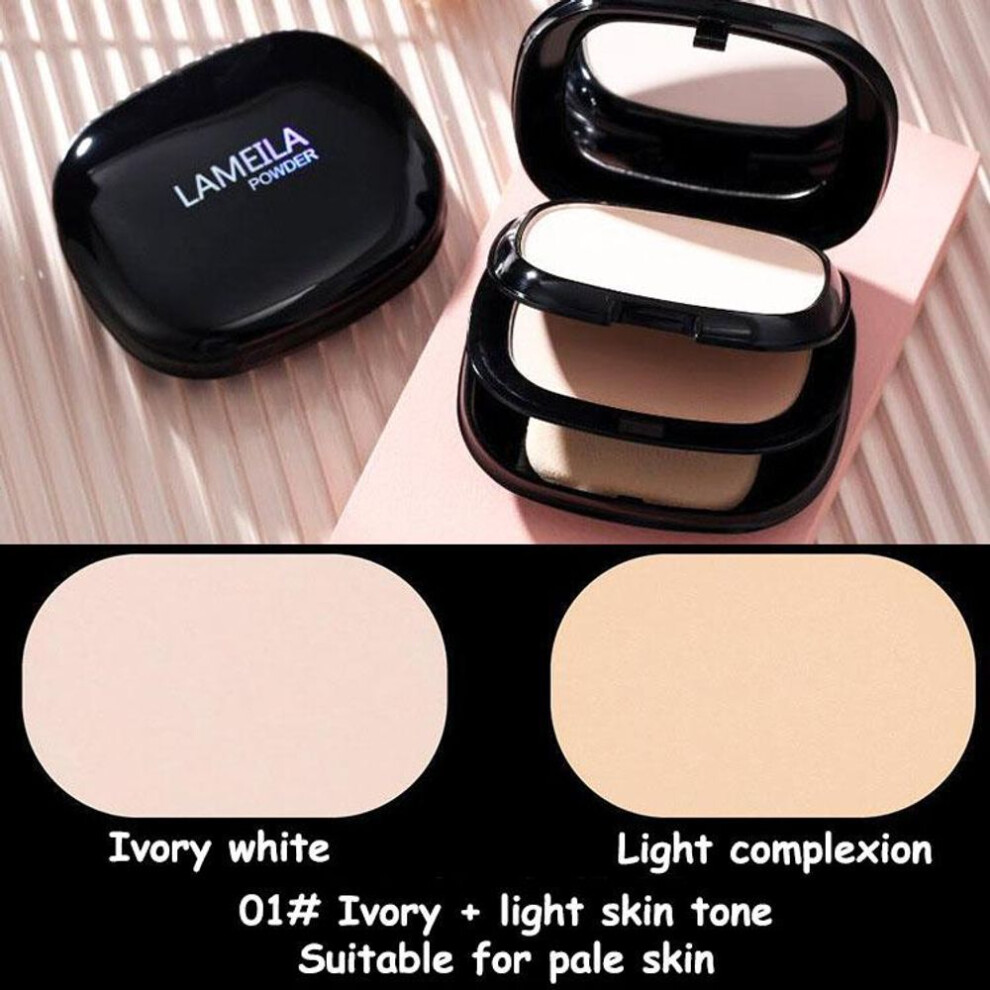 (01#) Wet And Dry Concealer Double Powder Ivory White Natural Color Permanent Oil Control Setting Flawless Foundation