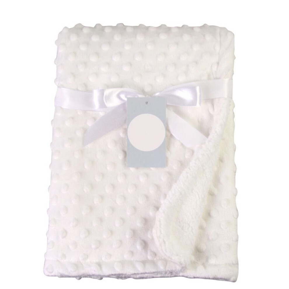 (white) 76*102cm Cute Infant Baby Warm Double Layer Blankets Swaddle Bathing Towels