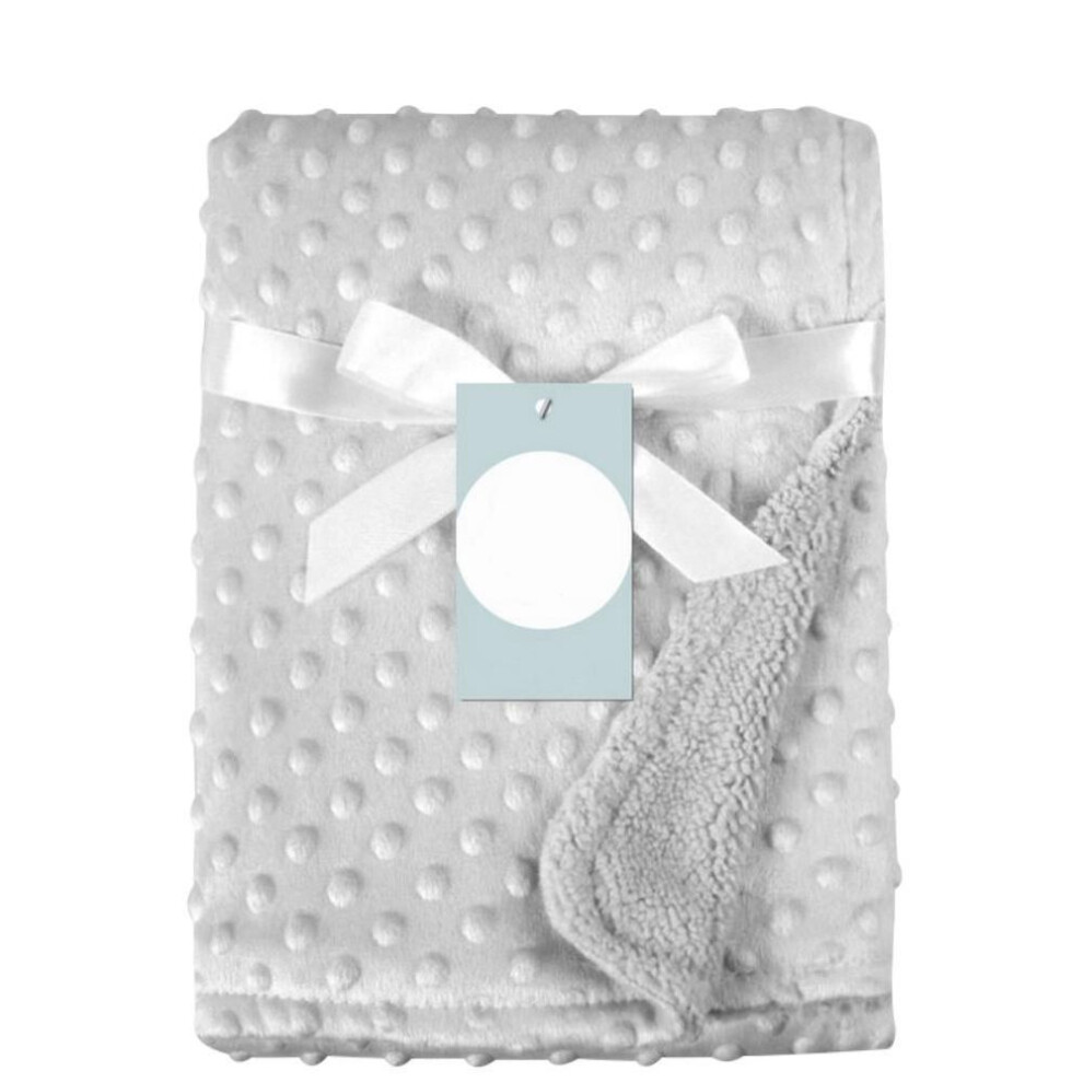 (grey) 76*102cm Cute Infant Baby Warm Double Layer Blankets Swaddle Bathing Towels