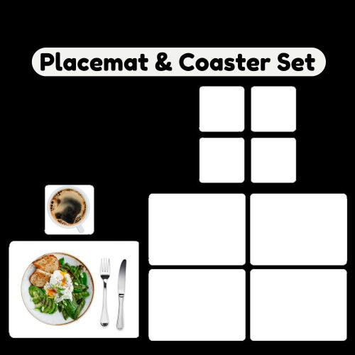 (White) Placemats & Coaster Set 8, Non-Slip, Easy to Clean 2