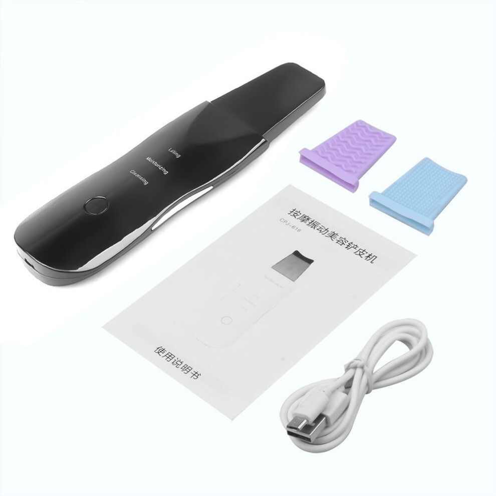 (black) Rechargeable Ultrasonic Face Skin Scrubber Facial Cleaner Peeling Facial Blackhead Removal Pimples Pore Black Spot Clean