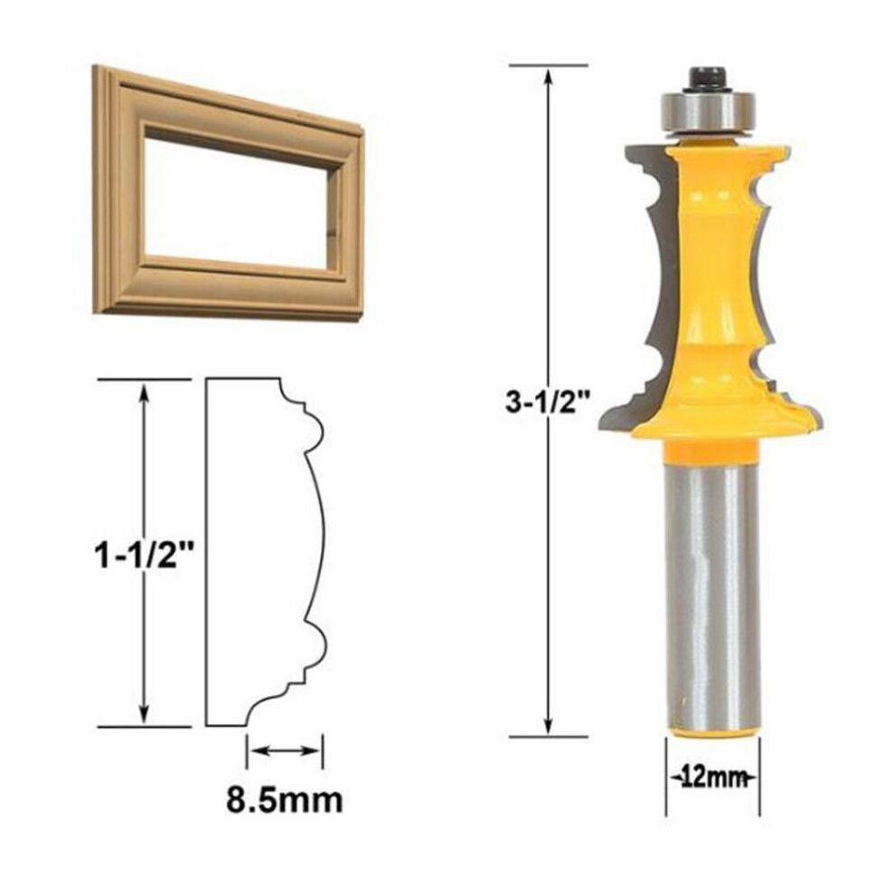 (1#) 1/2inch Shank Miter Frame Molding Router Bit Door Tenon Cutter Woodworking Tool