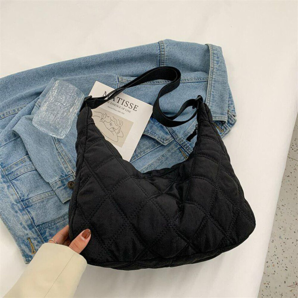 (black, 32cmx30cmx11cm) Women Soft Nylon Side Bags 2024 In Trend Brand Quilted Luxury Big Handbags Lady Shoulder Bucket Crossbody Bags Designer Brand