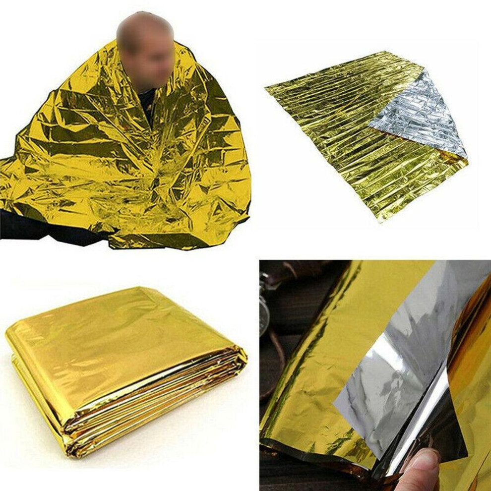 (gold,silver, 210x160cm) 1pc 130x210cm/140x210cm/160*210cm Outdoor Hiking Kits Camping Waterproof Emergency Mylar Survival Rescue Blanket Foil Thermal Heat First Aid