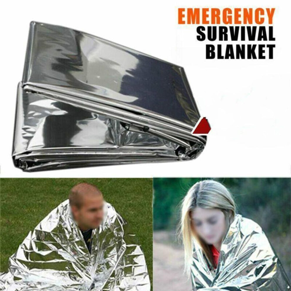 (silver, 210x140cm) 1pc 130x210cm/140x210cm/160*210cm Outdoor Hiking Kits Camping Waterproof Emergency Mylar Survival Rescue Blanket Foil Thermal Heat First Aid