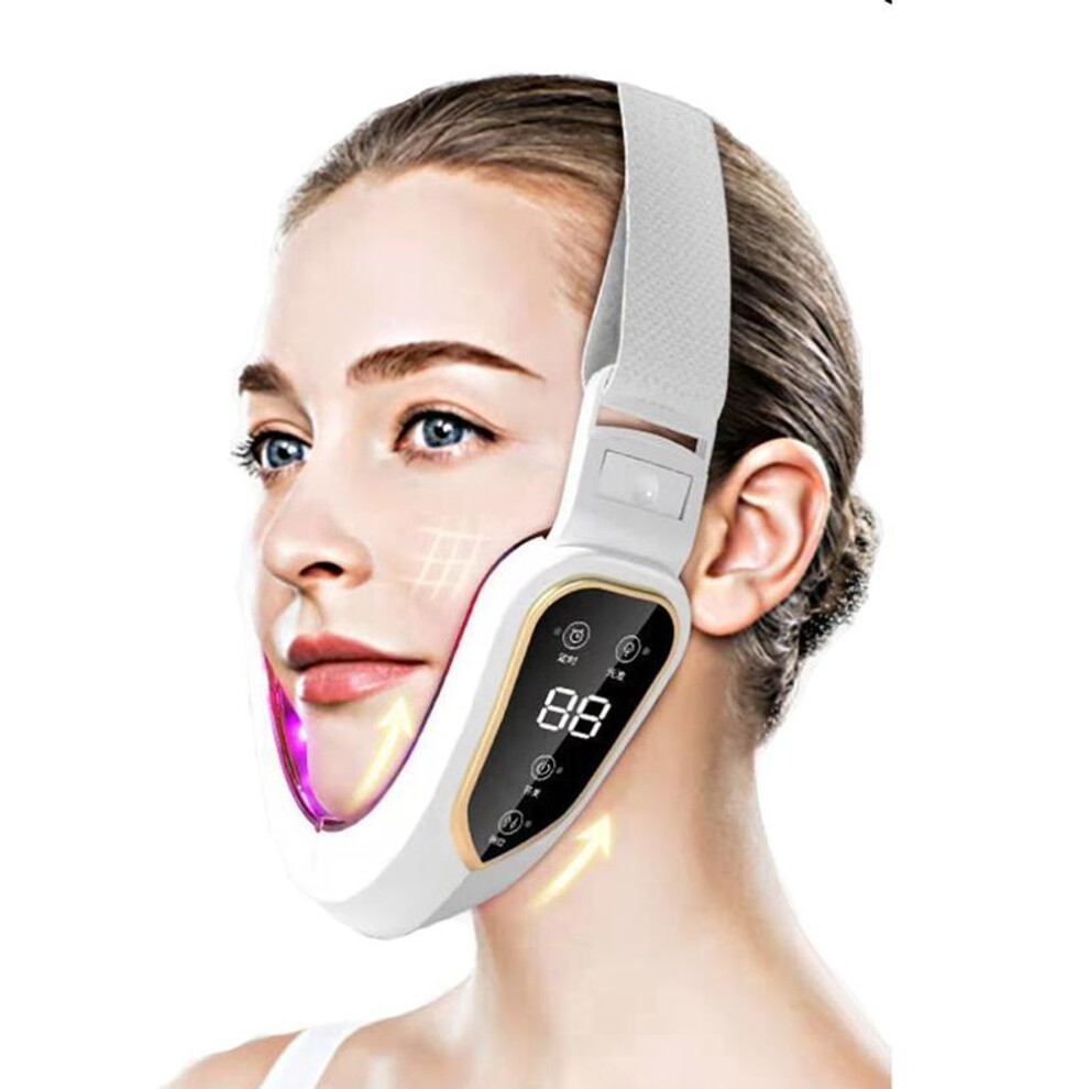 (white) Kbt Face Led Light Therapy Devices Photon Bandage Microcurrents Slimming Band Remove Double Chin Lift V Shape Cheek Lifting Device