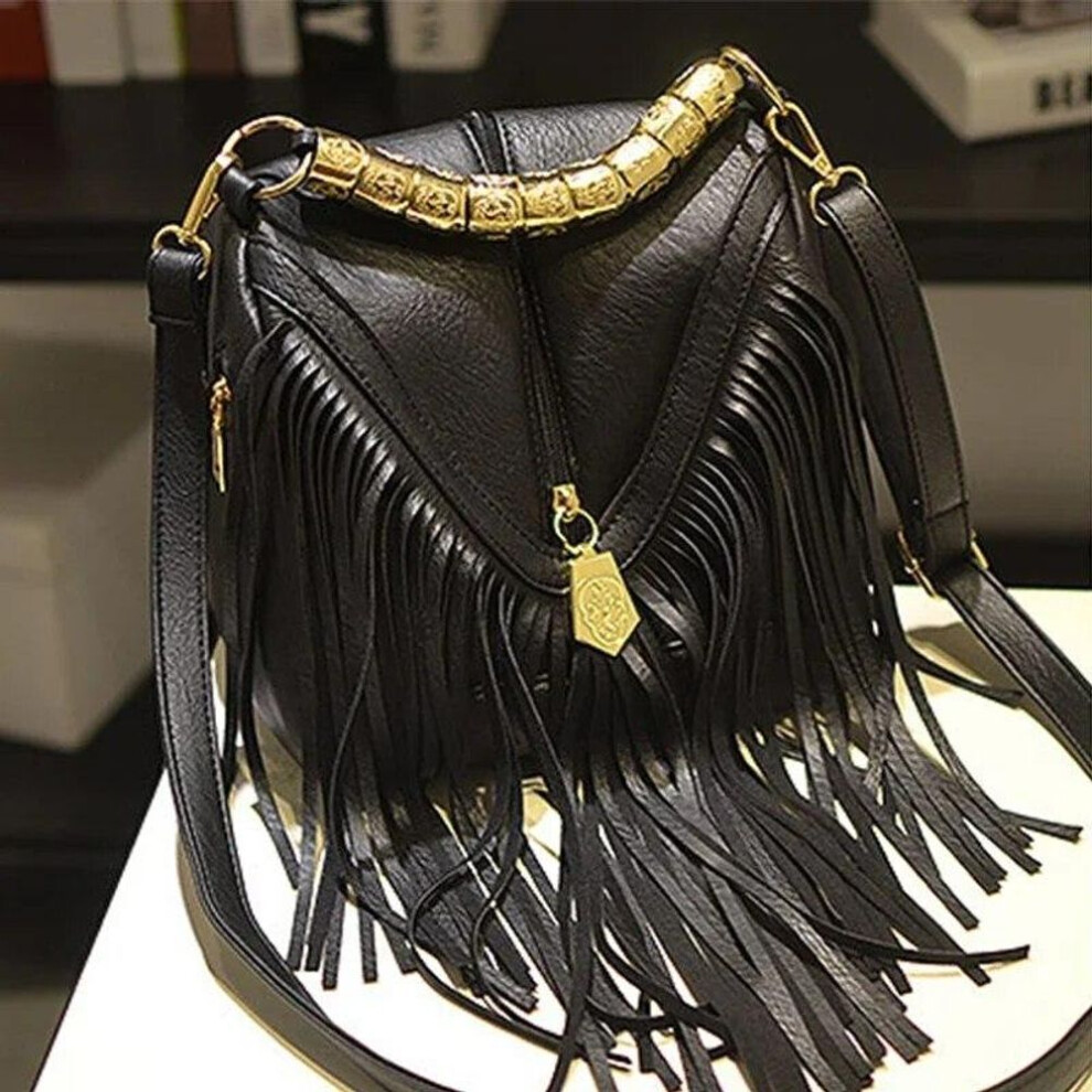 (black) Fashion Tassel Women Small Shoulder Bag Ladies Vintage Handbag Woman Messenger Bag Female Fringed Crossbody Bags Bolsas De Mujer