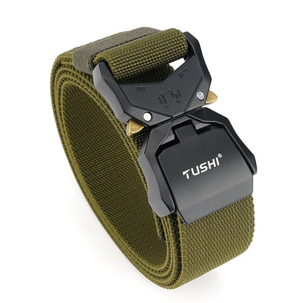 (army green) Outdoor Belt for Men Canvas Nylon Multifunctional Magnet Buckle Belt Training Belt