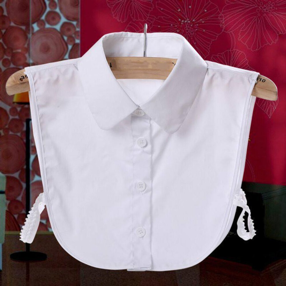 (white) Women Blouse Sweater Turn-Down Fake Collar Detachable Cotton Half Shirt Tie Versatile Fake Collar