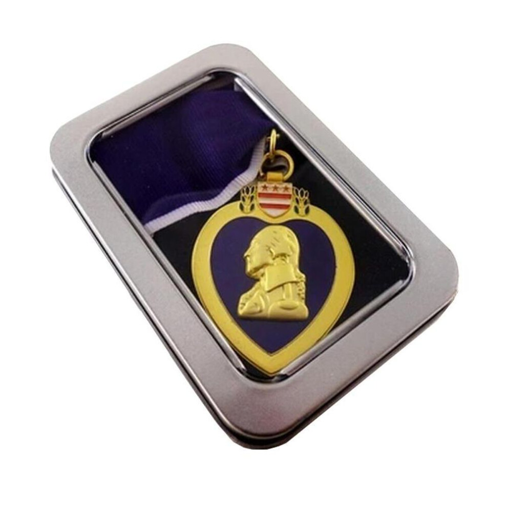 US Military Medal of Honor War Damaged Purple Heart Medal Metallic Badge Brooch
