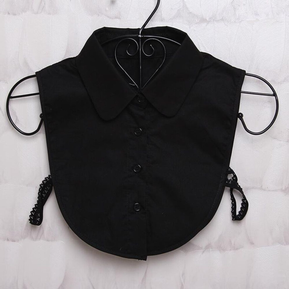 (black) Women Blouse Sweater Turn-Down Fake Collar Detachable Cotton Half Shirt Tie Versatile Fake Collar