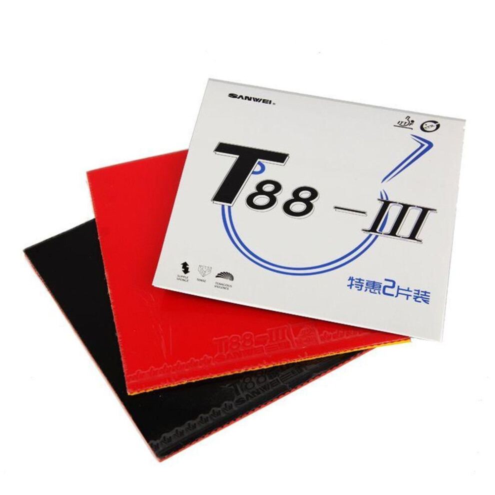 (1 Red + 1 Black) SANWEI T88-3 Table Tennis Rubber (Half-sticky) Original SANWEI T88 Ping Pong Sponge