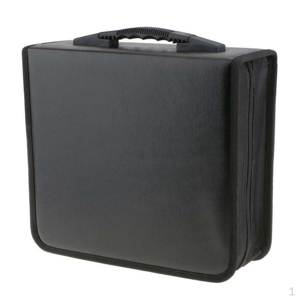 400disc Cd Holder Dvd Case Storage Wallet Vcd Organizer Black Pu Leather Bag