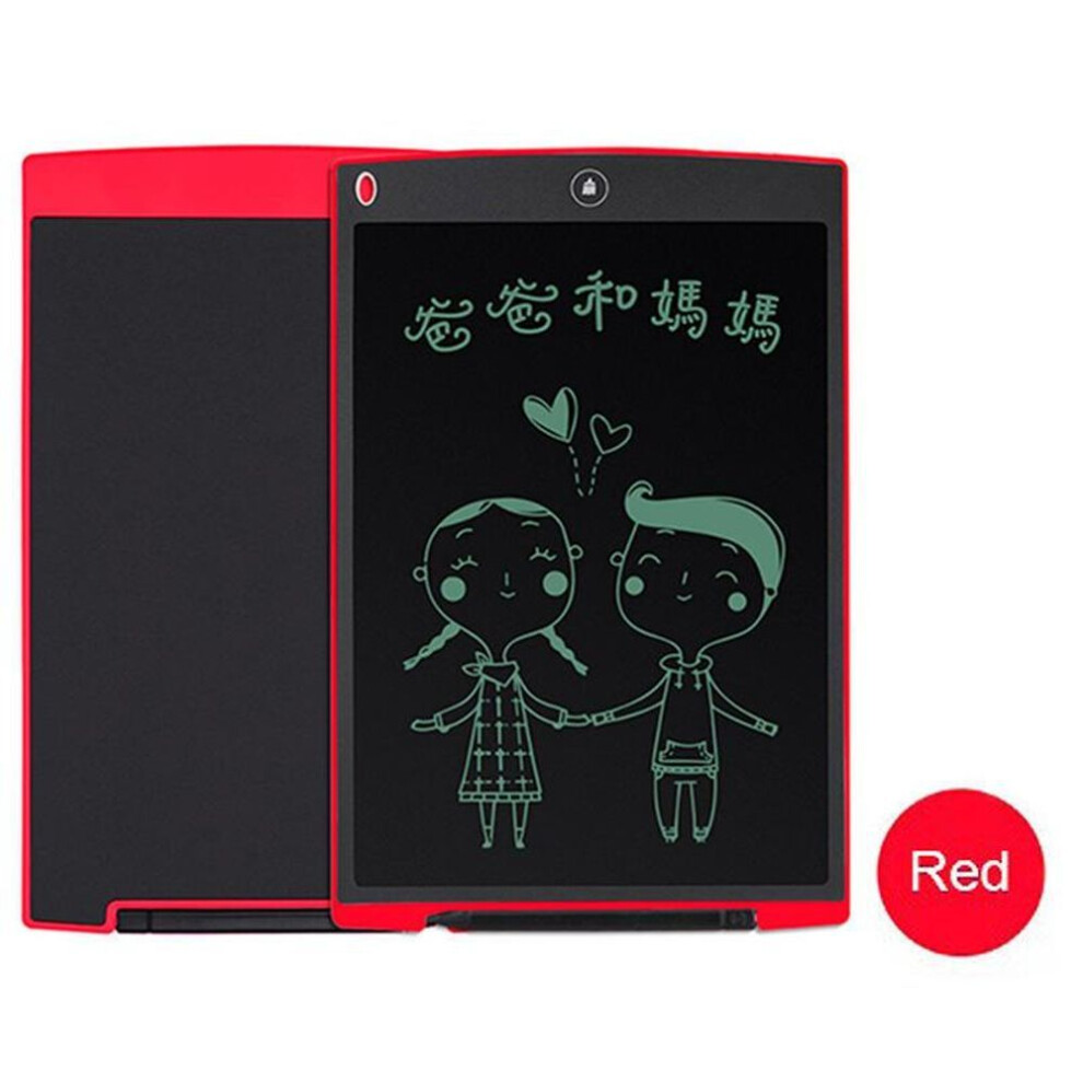 (red, 12 inch) 12 Inch LCD Update Multi Function Writing Tablet 3 In 1 Mouse Ruler Drawing Handwriting Pads Board