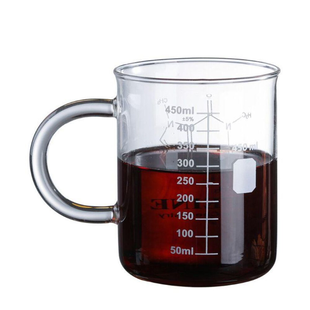 New Caffeine Beaker Mug Graduated Beaker Mug With Handle Borosilicate Glass Multi-function Food Grade Measuring Cup