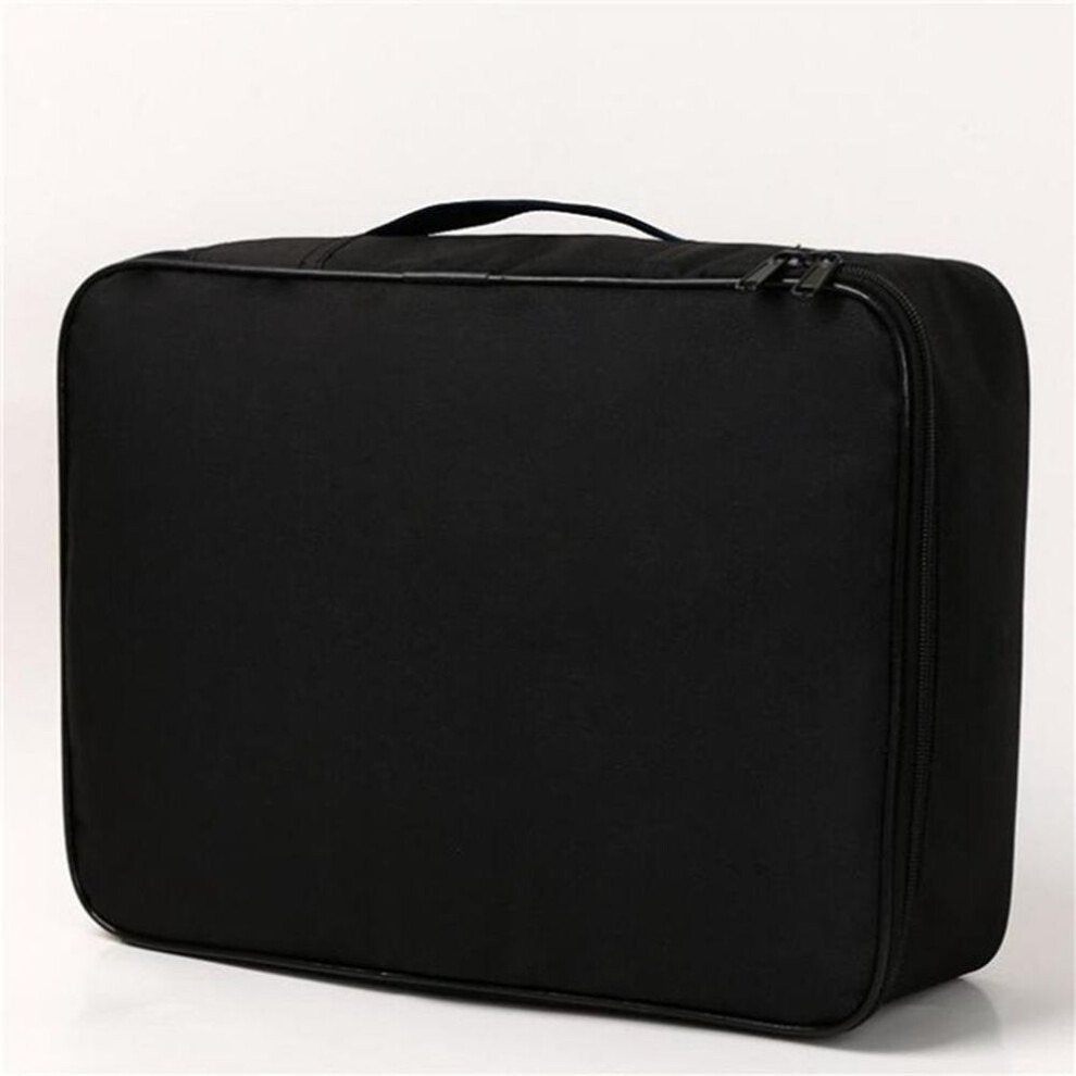 (black, One Size) Double-layer Travel Trolley Storage Document Bag High-capacity Travel Bag