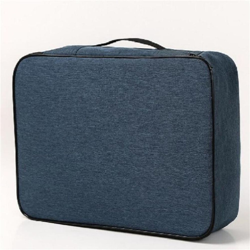 (blue, One Size) Double-layer Travel Trolley Storage Document Bag High-capacity Travel Bag