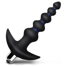 (black) Silicone Anal Plug Vibrator Prostate Massager Vibrating Butt Plug Stimulator Anal Beads Sex