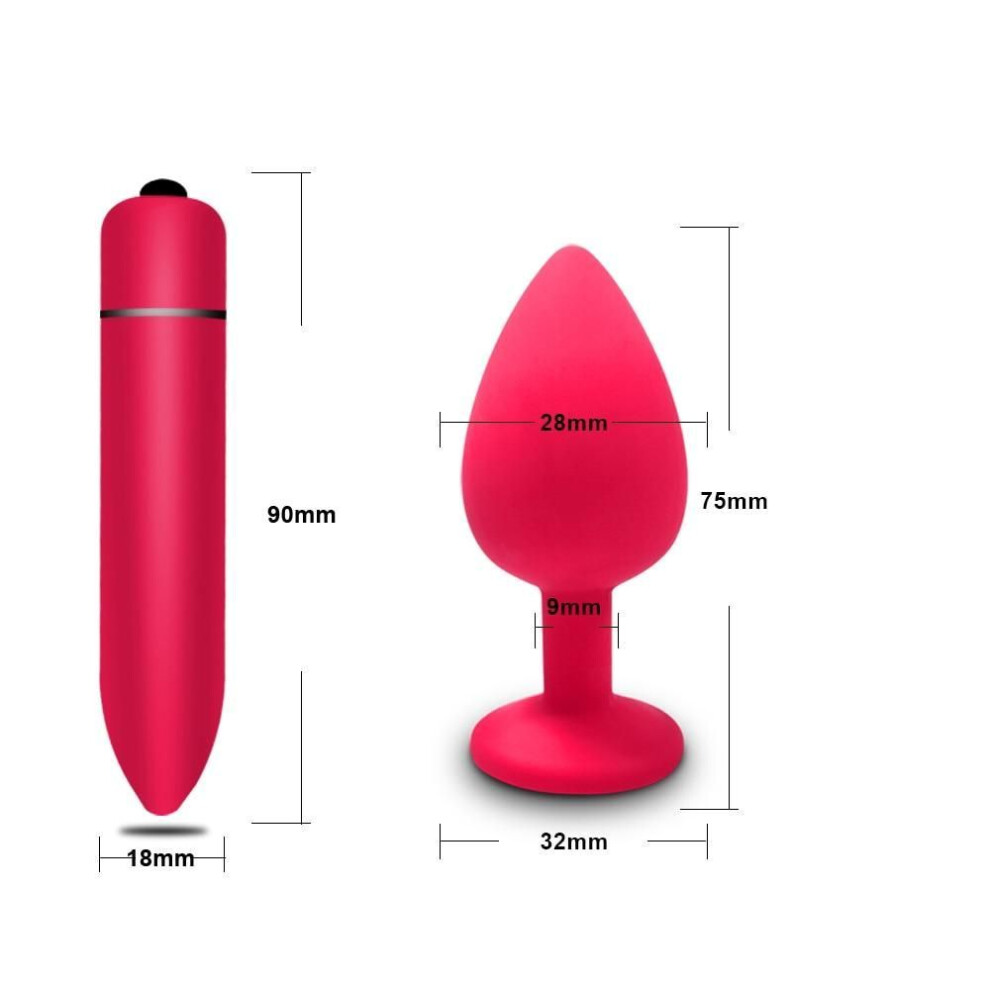 (red) Sex Toys Products for Adults Crystal Jewelry Mini Butt Plug Silicone Anal Plug With 10 Mode Bullet Vibrator Prostate Massager