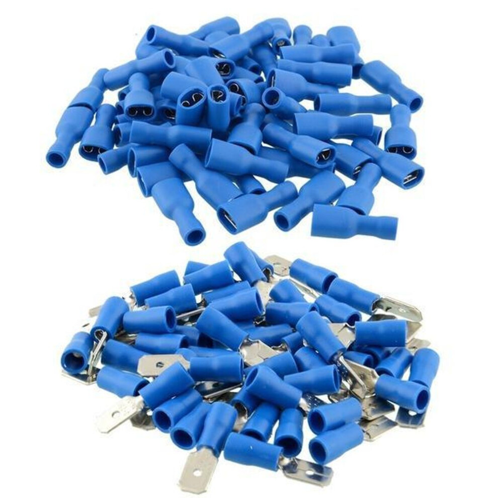(blue, Pack of 20) Maxnina 20pcs/100pcs Insulated Spade Crimp Wire Cable Connectors Terminal Male/female Kit