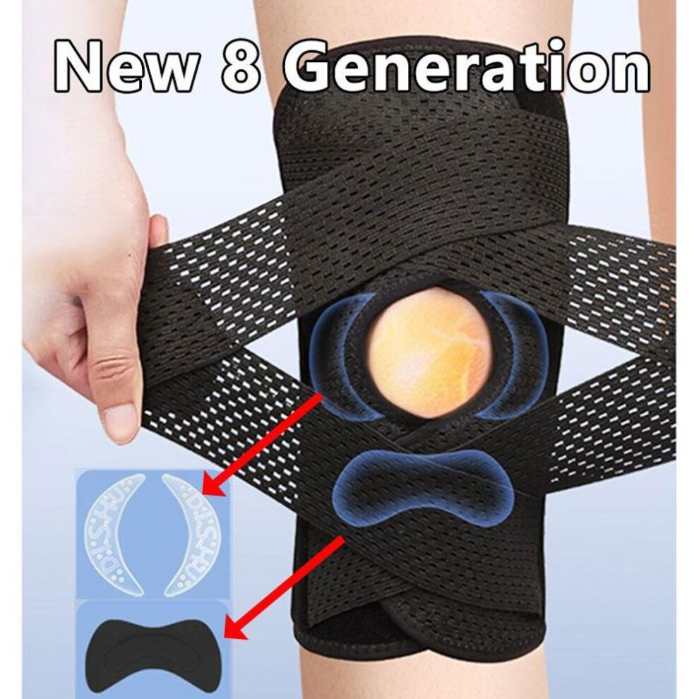 (black, XL) Reinforced Meniscus Knee Pads Full Protection Knee Support Men Women Protector Sports Knee Brace