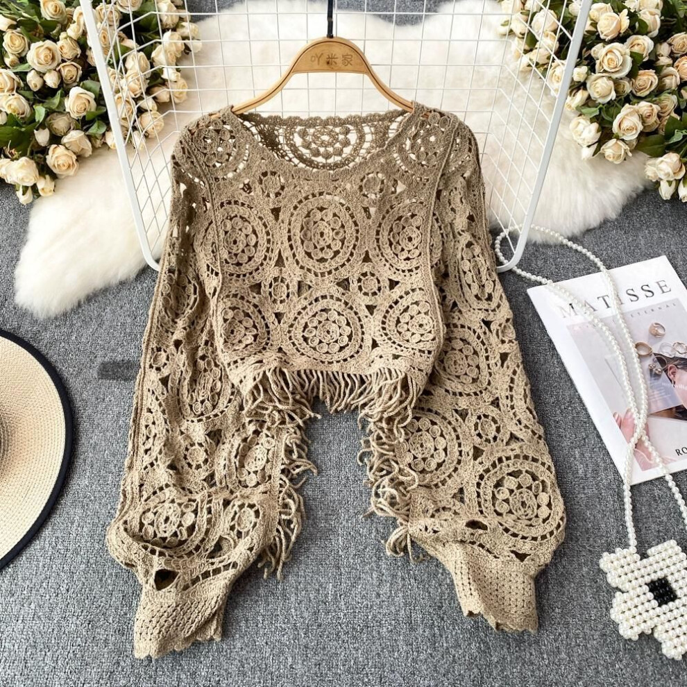 (One Size, tan) Dimanaf 2024 New Women Bat Vest Solid T-shirt Knitted Basic Fashion Tops Lace Tees Casual Loose Green Tees