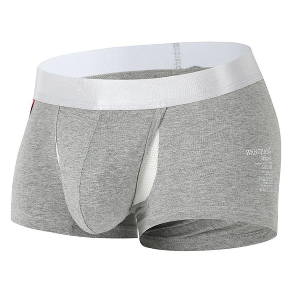 (light grey, XXXL) Open Front Underwear Men Cotton Sexy Men Boxer Shorts Panties Breathable Pouch Bulge Underpants Male