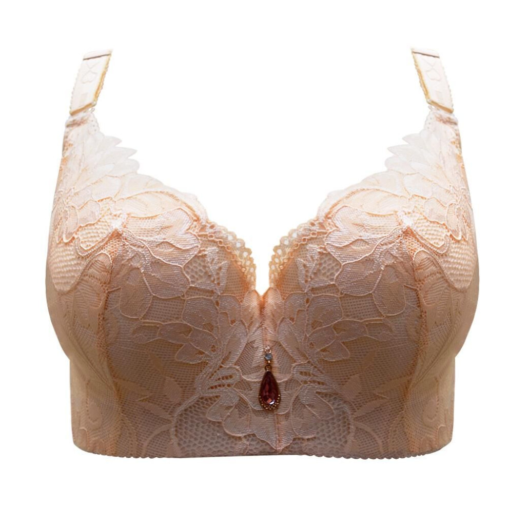 (beige, 42D) FallSweet Women Bras Push Up Lace Bra Sexy Plus Size Brassiere Comfort Underwear Female