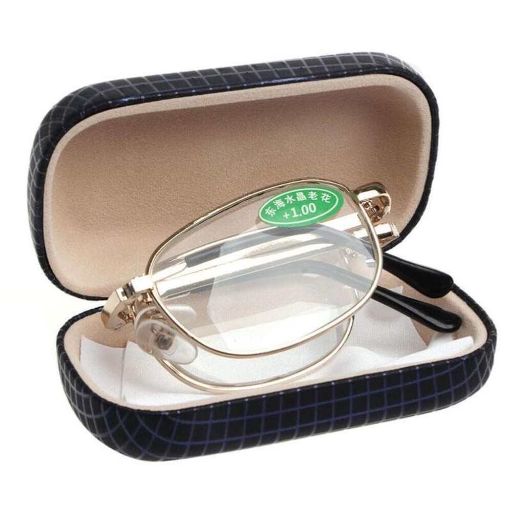 (+1.00) Foldable Metal Full Frame Reading Glasses Case Eyeglass +1.00 To +4.00 1Set
