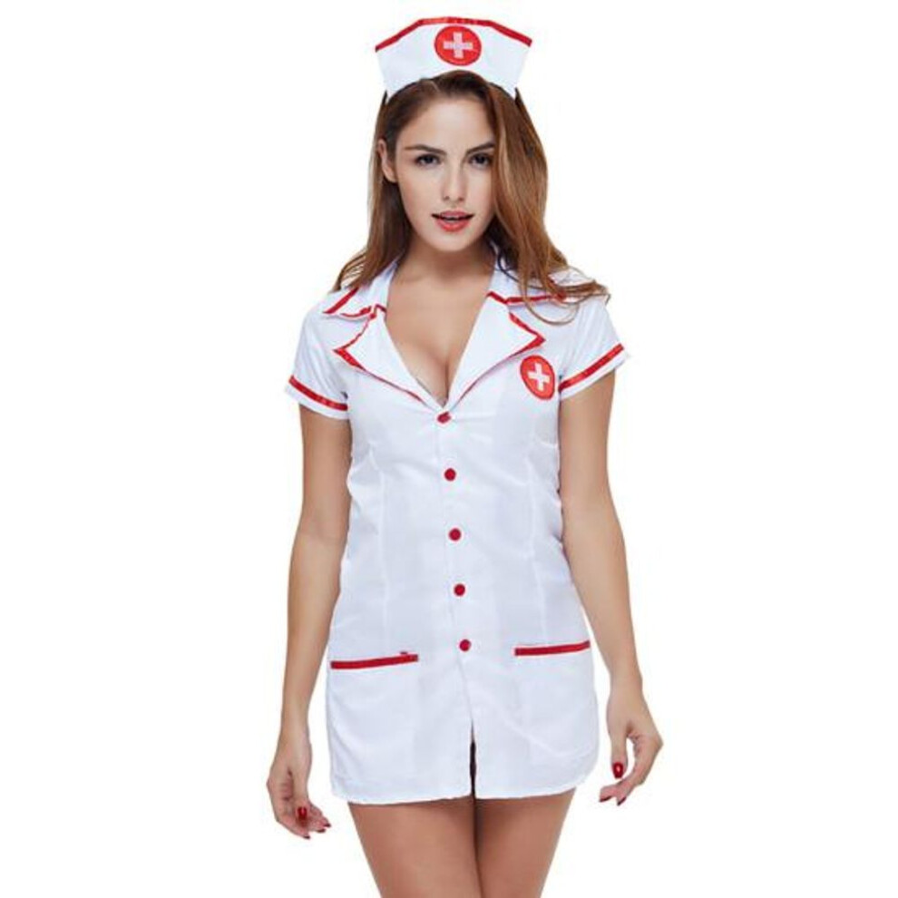 (white,red) Women Adult Sexy Erotic Maid Costume Dress Outfit Role Play Cosplay Uniform
