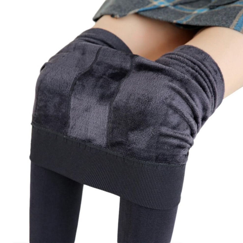 (gray, XL) Women Leggings Solid Color High Waist Push Up Plus Velvet Pants Women Warm Trousers