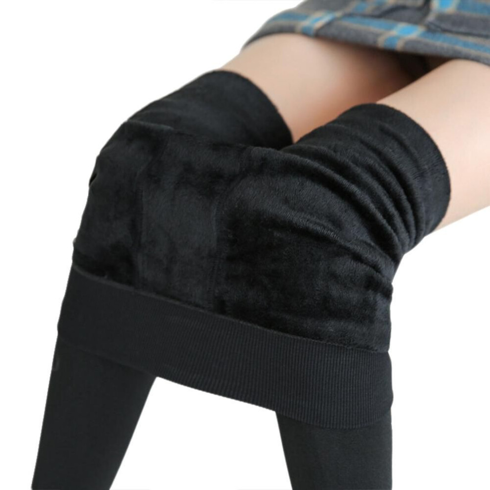 (black, S) Women Leggings Solid Color High Waist Push Up Plus Velvet Pants Women Warm Trousers