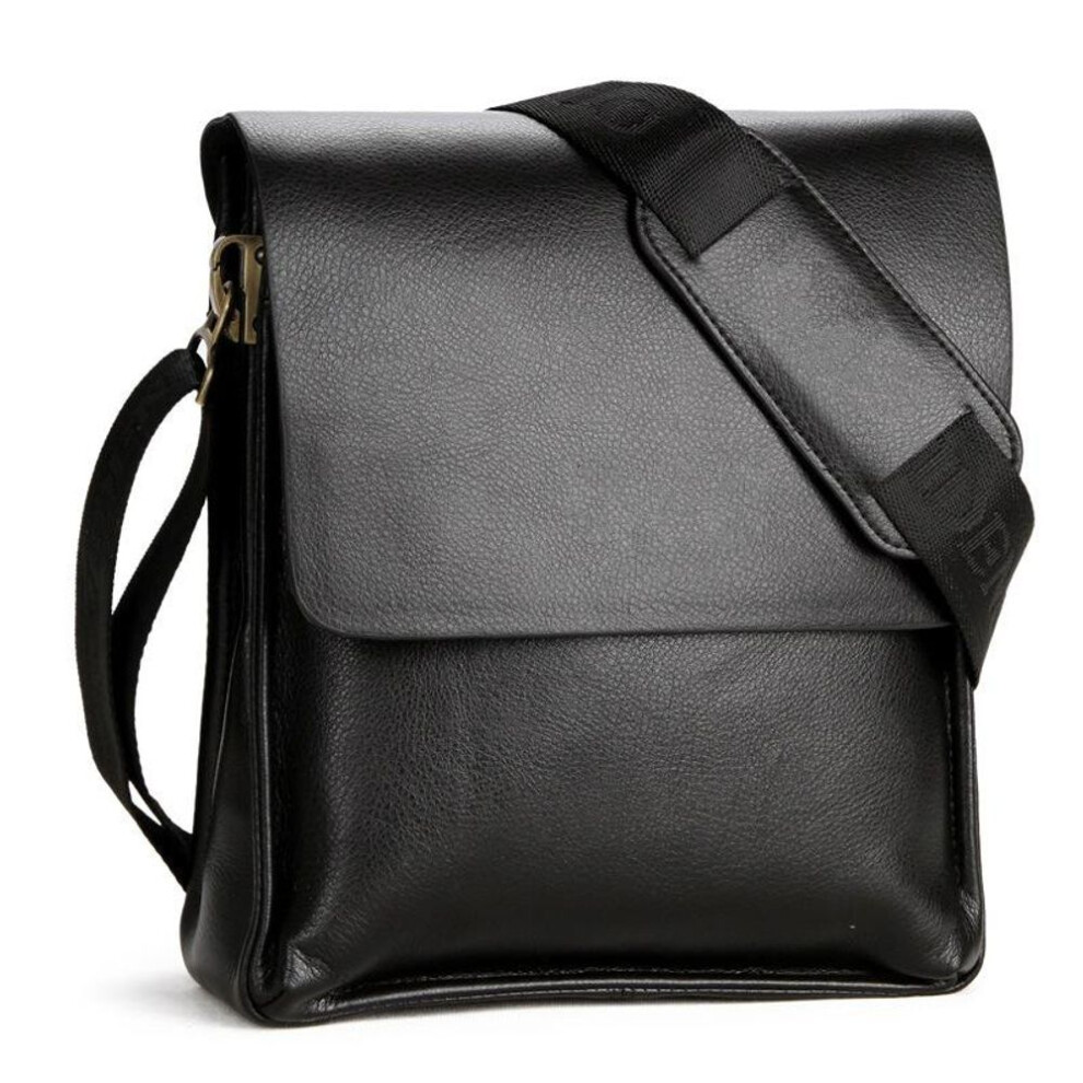(black) Fashion Men Leather Briefcase Shoulder Bag Male Messenger Crossbody Business