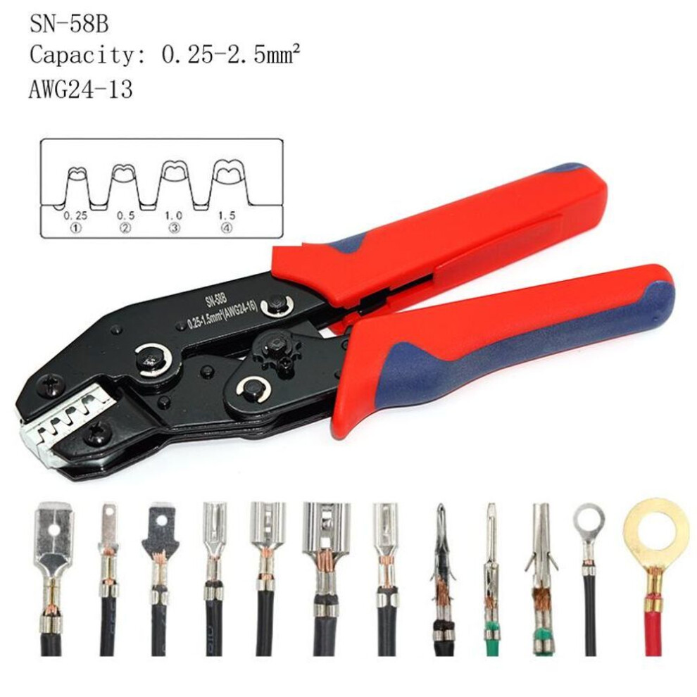 Tab 2.8 4.8 6.3 Sm2.5 Dupont2.54 Car Connector Wire Ratchet Tools Sn-58b(=sn-48b+sn-28b) Crimping Pliers 0.25-1.5mm² /23-16awg