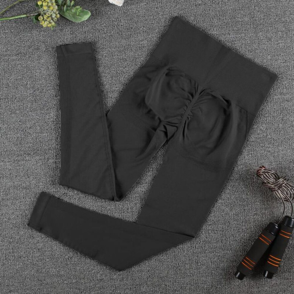 (black, S) Push Up Leggings Women Seamless High Waist Leggings Elasticity Fitness Breathable Workout Gym Leggings