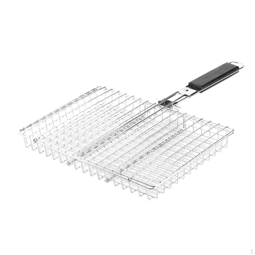 Folding Grill Basket, Barbecue Fish Grilling Lightweight Stainless Steel Clip Net for