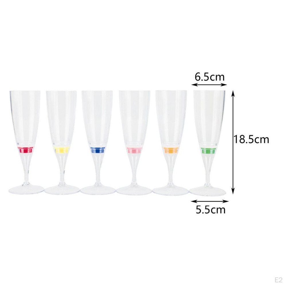 6x Champagne Flutes Drinkware Set Plastic Led Cocktail Cup Glassware Wine Glasses Toasting