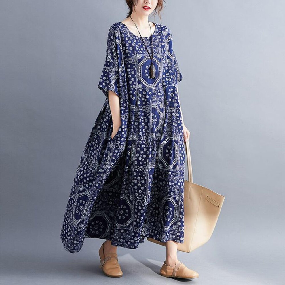Cotton plus size women loose long summer dress