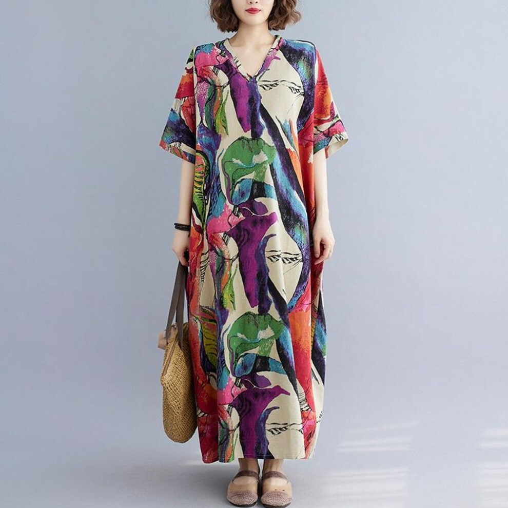 Plus Size Women Casual Loose Maxi Long Summer Dress