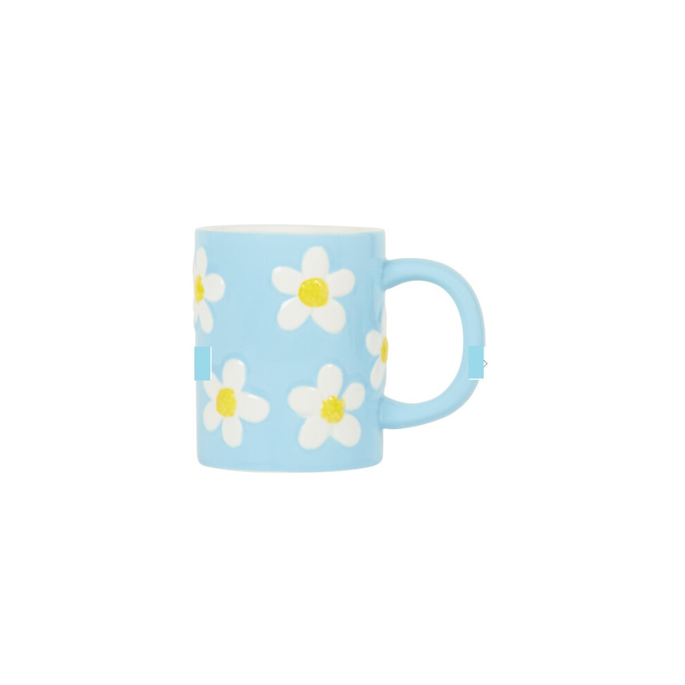 New Bright and Beautiful Daisy Handpainted and Embossed Mug - Blue