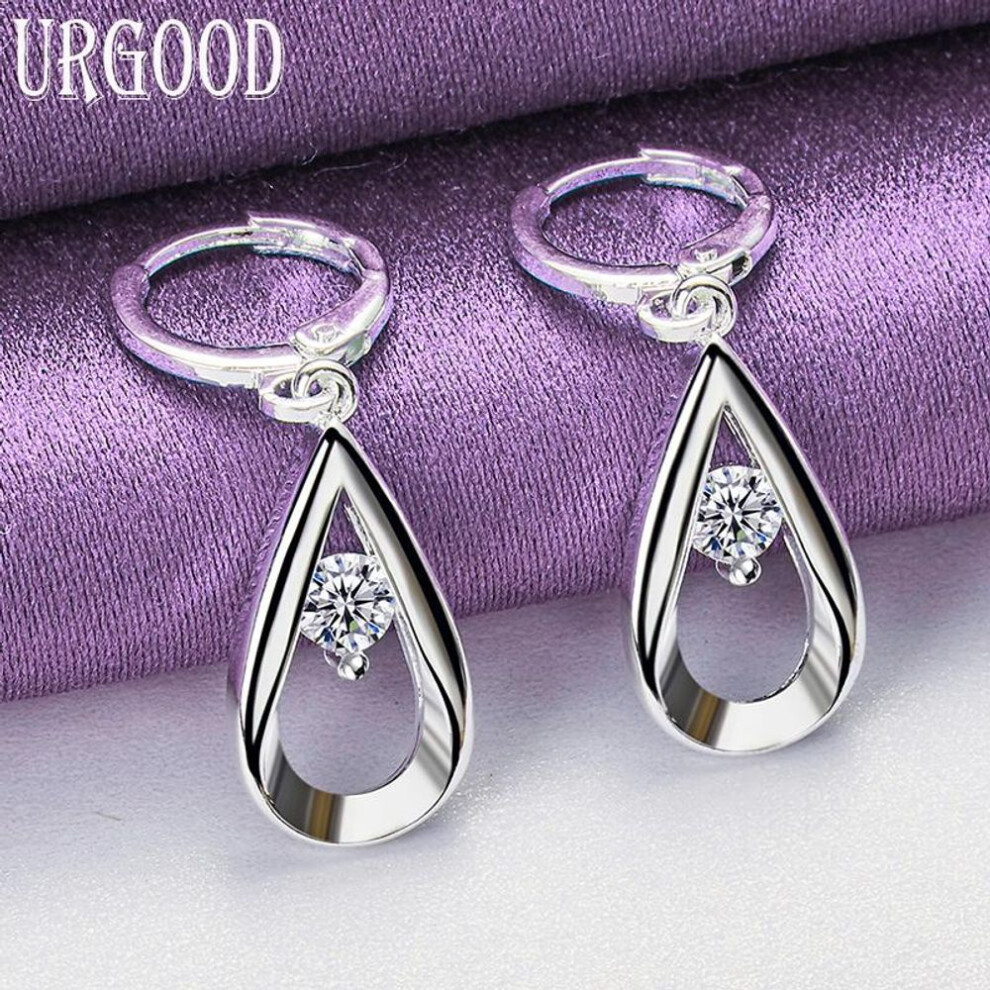 925 Sterling Silver AAA Zircon Water Drop Earrings Fashion Jewelry