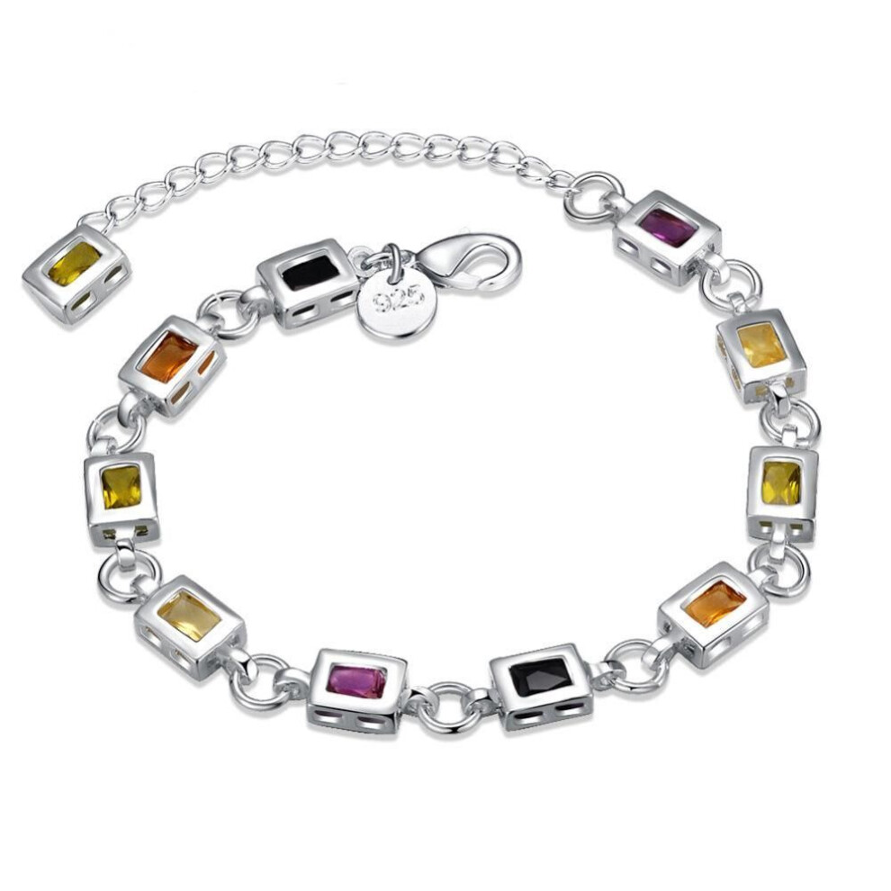 (20CM 8INCHES) 925 Sterling Silver Elegant Charm Bracelets Aaa Zircon Chain Jewelry Fashion For Women Wedding Lady