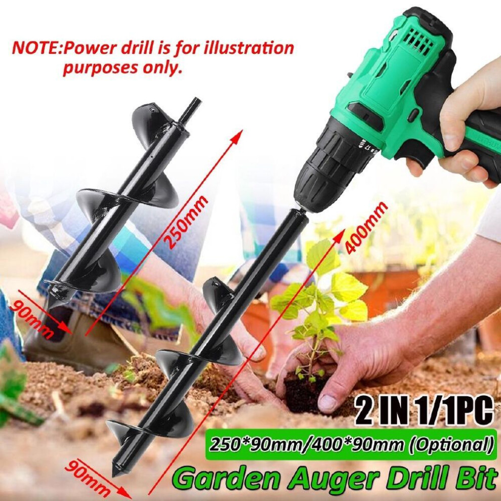 (90*400mm) 90mm Earth Auger Hole Digger Garden Planting Machine Drill Bit Fence Borer Post Post Hole Digger Garden Auger Yard Tool