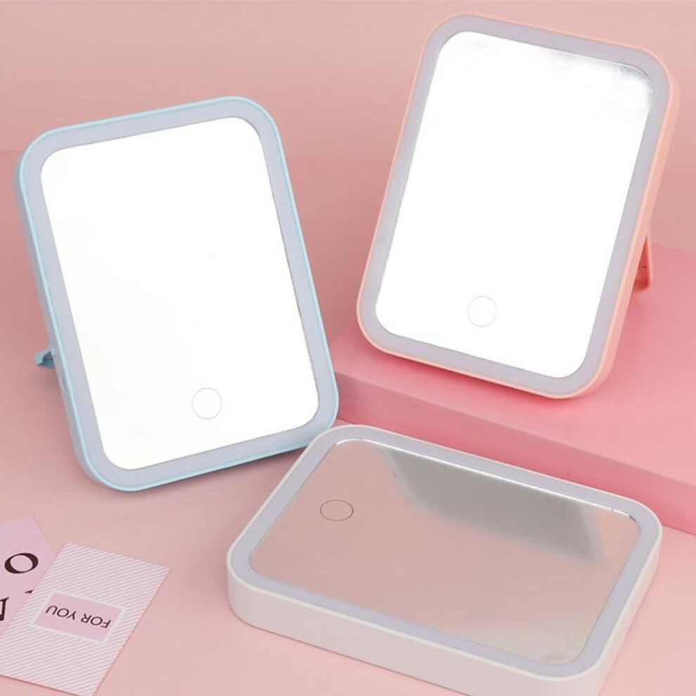 (pink) 3 Modes Rechargeable Led Makeup Mirror With Fill Light Portable Desktop Folding Dressing Mirror For Girls