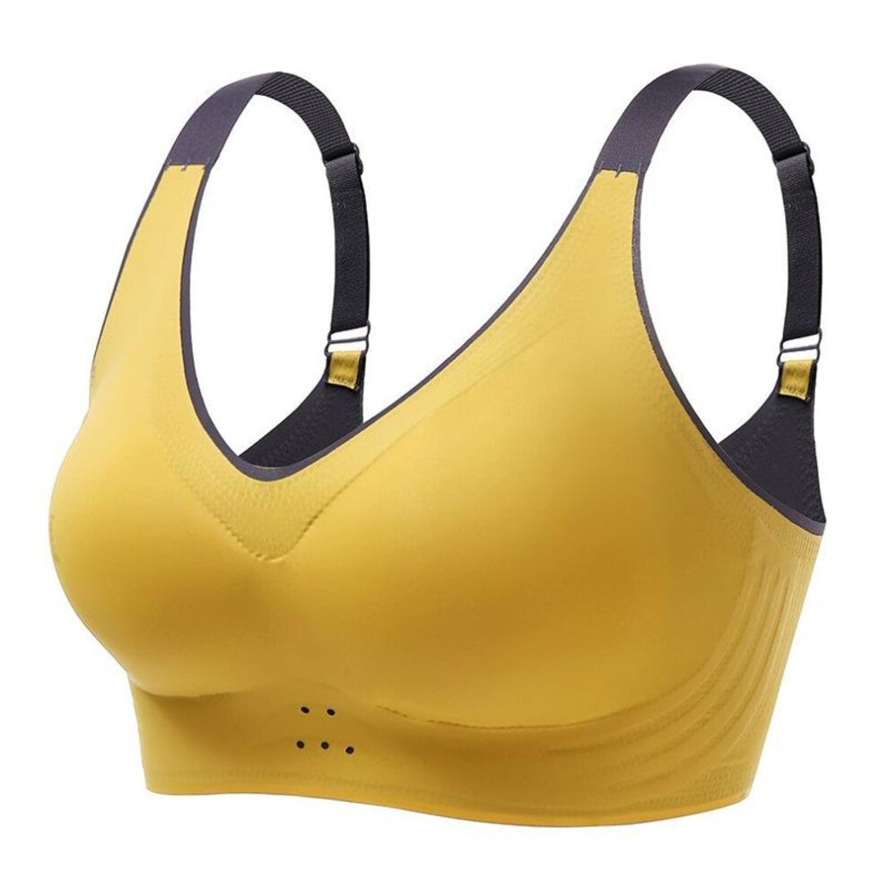 (yellow, 4XL) Plus Size Bra Sexy Bra Seamless Wireless Bras For Women Soft Padded Bralette Sports Brassiere Female Lingerie M To 6xl