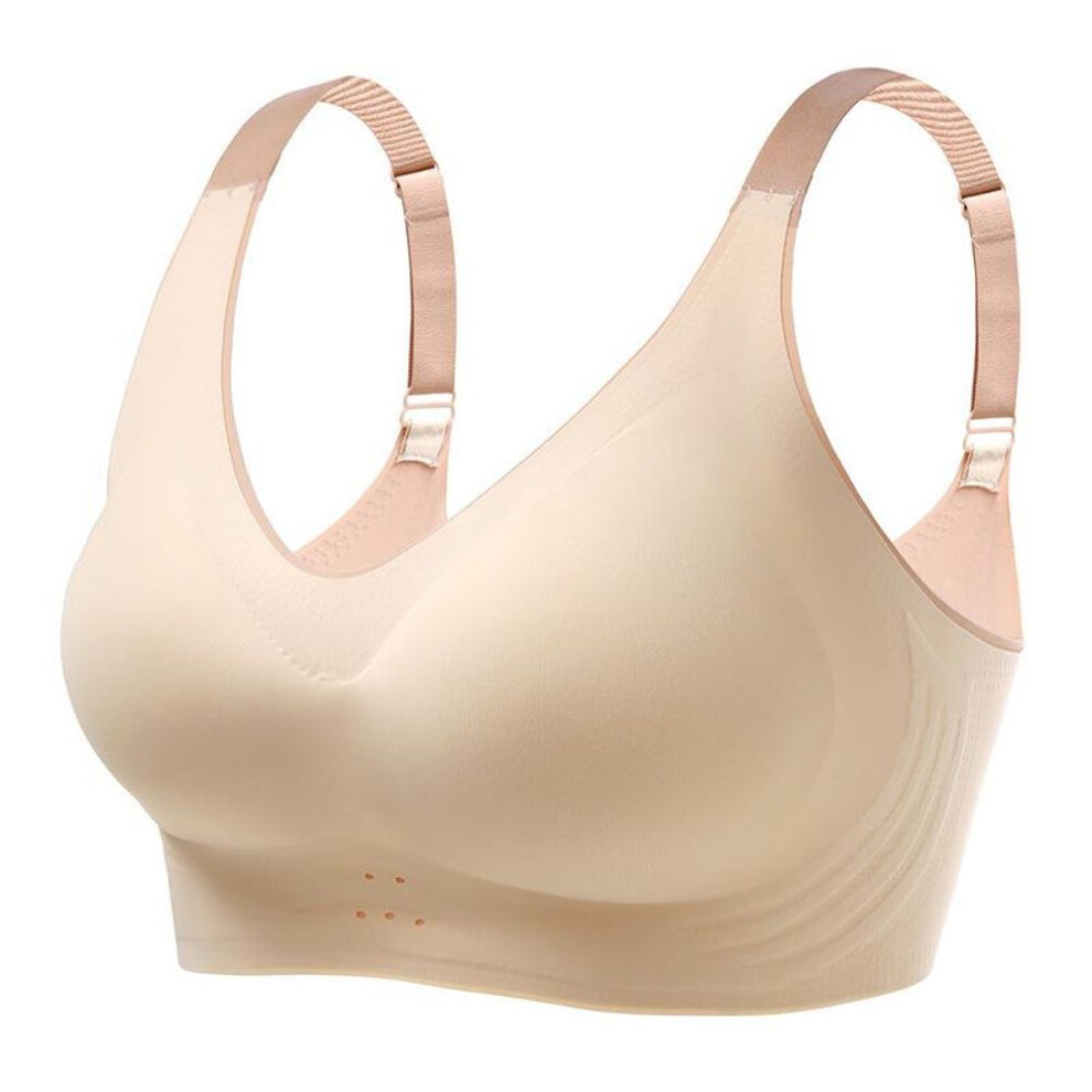 (beige, XXL) Plus Size Bra Sexy Bra Seamless Wireless Bras For Women Soft Padded Bralette Sports Brassiere Female Lingerie M To 6xl