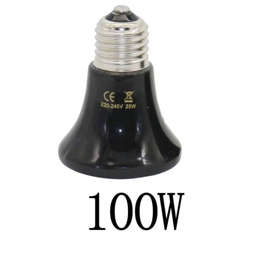 (100W) Pet Heating Light E27 25w~100w Small Conical Ceramic Emitter Heat Bulb Black For Reptile Pet Brooder Lamp 1pc