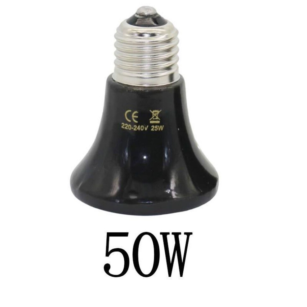 (50W) Pet Heating Light E27 25w~100w Small Conical Ceramic Emitter Heat Bulb Black For Reptile Pet Brooder Lamp 1pc