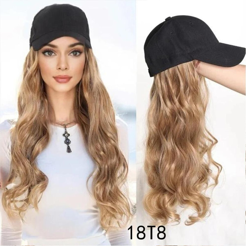Wig hat one piece women&apos;s large wavy long curly hair duckbill cap baseball cap synthetic fiber wig baseball cap