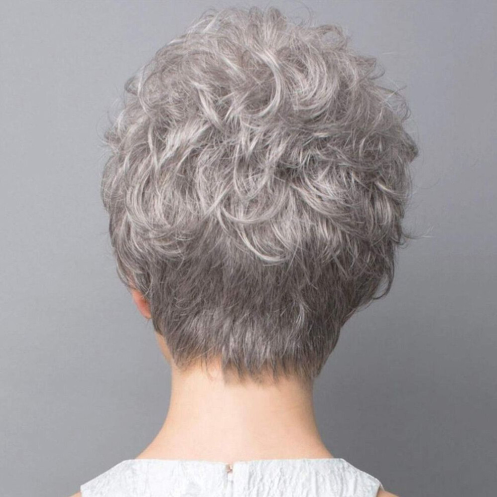 Short Wave Silver White Synthetic Wig for Women
